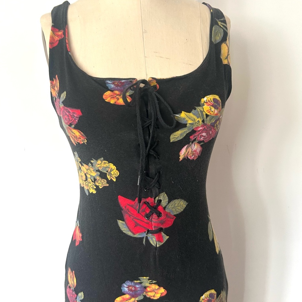 RARE Y2K VINTAGE BETSEY JOHNSON COTTON/SPANDEX TANK MIDI DRESS. 
SIZE L
